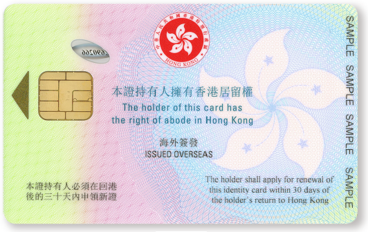 Overseas-issued New Smart Identity Card (Back)